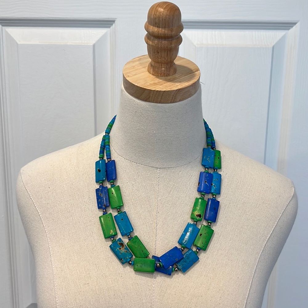 Blue and green statement necklace